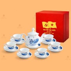 Bộ Ấm Chén Trà Đài Cát Sen Xanh Vẽ Vàng